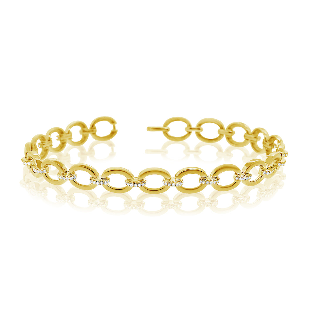 14K Gold Diamond Chain Link Bracelet