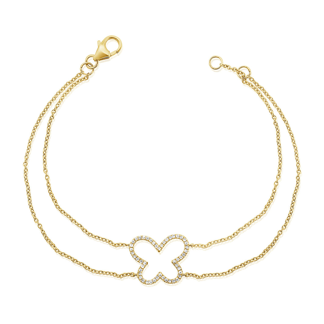 14K Gold Butterfly Double Bracelet