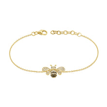Load image into Gallery viewer, 14K Gold Diamond Bee Bracelet

