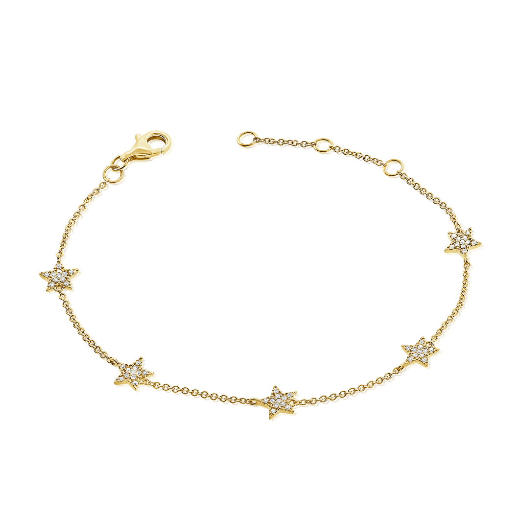 14K Gold Diamond Multi-Star Bracelet