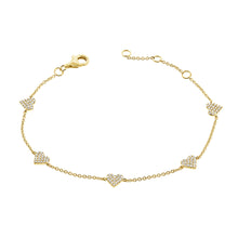 Load image into Gallery viewer, 14K Gold Diamond Multi Hearts Bracelet
