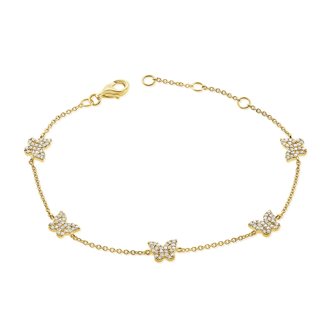14K Gold Diamond Butterfly Bracelet