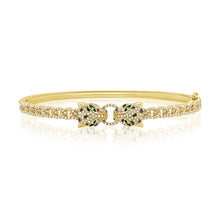 Load image into Gallery viewer, 14K Gold Diamond Panther Bangle
