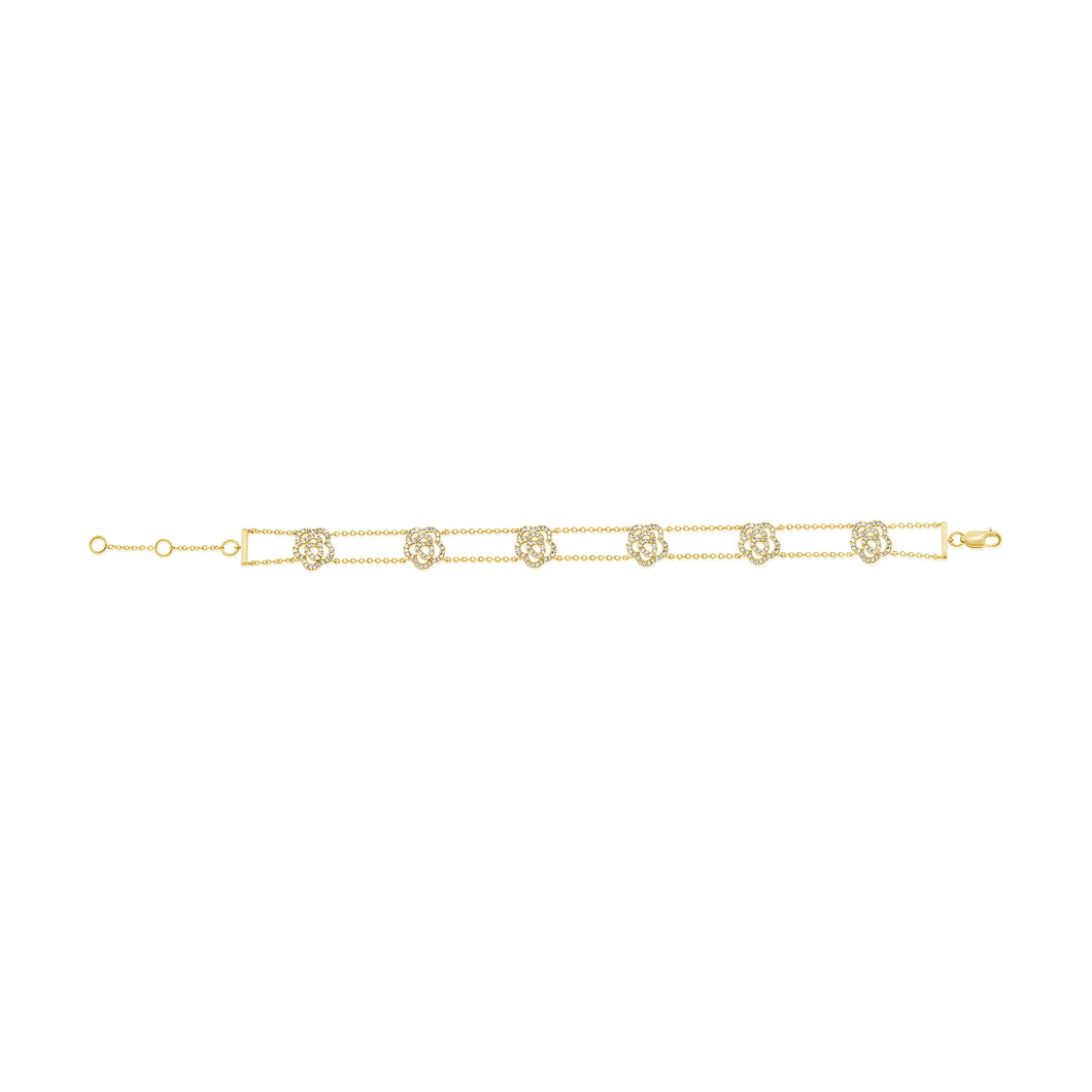 14K Gold Diamond Multi-Flower Bracelet