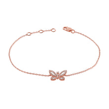 Load image into Gallery viewer, 14K Gold Diamond Baguette Butterfly Bracelet
