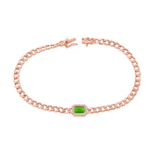 Load image into Gallery viewer, 14K Gold Diamond Emerald Chain Link Bracelet
