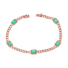Load image into Gallery viewer, 14K Gold Emerald and Diamond Cuban Link Bracelet
