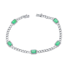 Load image into Gallery viewer, 14K Gold Emerald and Diamond Cuban Link Bracelet
