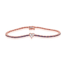 Load image into Gallery viewer, 14K Gold Sapphire Diamond Heart Tennis Bracelet
