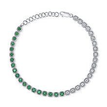 Load image into Gallery viewer, 14K Gold Diamond and Emerald Bezel Tennis Bracelet
