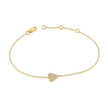 Load image into Gallery viewer, 14K Gold Diamond Mini Elongated Sideways Heart Bracelet
