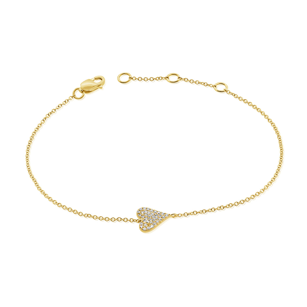 14K Gold Diamond Mini Elongated Sideways Heart Bracelet