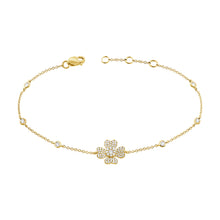 Load image into Gallery viewer, 14K Gold Diamond Flower and Bezel Bracelet
