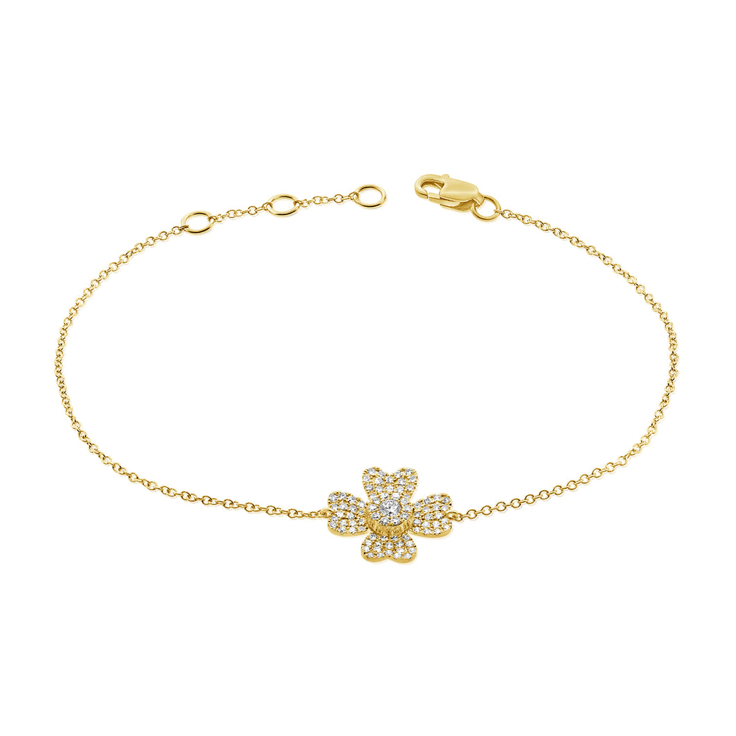 14K Gold Diamond Flower Bracelet