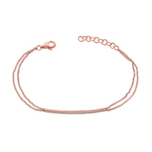 Load image into Gallery viewer, 14K Gold Diamond Bar Double Chain Bracelet
