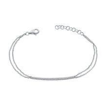 Load image into Gallery viewer, 14K Gold Diamond Bar Double Chain Bracelet
