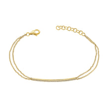 Load image into Gallery viewer, 14K Gold Diamond Bar Double Chain Bracelet

