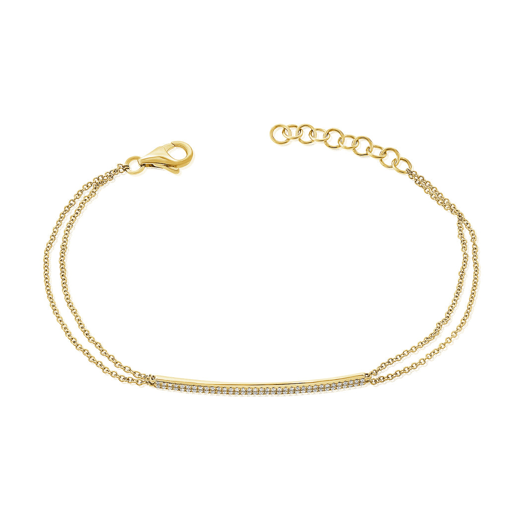 14K Gold Diamond Bar Double Chain Bracelet