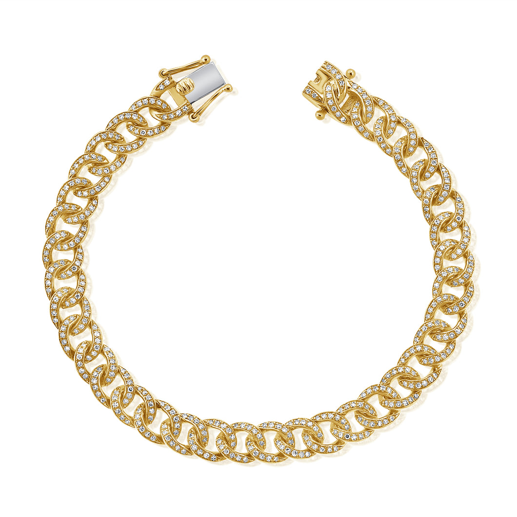 14K Yellow Gold Diamond Cuban Link Bracelet