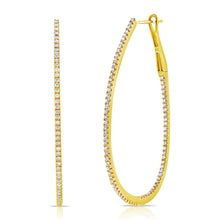 Load image into Gallery viewer, 14K Gold and Diamond Oval Shape Hoops
