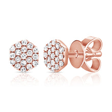 Load image into Gallery viewer, 14K Gold Diamond Mini Hexagon Stud Earrings (Second Hole Only)
