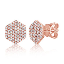 Load image into Gallery viewer, 14K Gold Medium Diamond Hexagon Earrings
