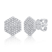 Load image into Gallery viewer, 14K Gold Medium Diamond Hexagon Earrings
