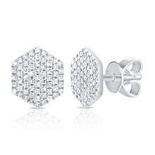 Load image into Gallery viewer, 14K Gold Diamond Medium Hexagon Stud Earrings
