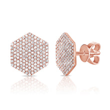 Load image into Gallery viewer, 14K Gold Diamond Extra Large Hexagon Stud Earrings
