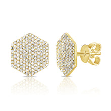 Load image into Gallery viewer, 14K Gold Diamond Extra Large Hexagon Stud Earrings
