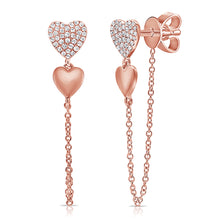 Load image into Gallery viewer, 14K Gold Double Heart Chain Earrings
