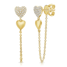 Load image into Gallery viewer, 14K Gold Double Heart Chain Earrings
