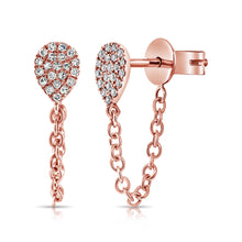 Load image into Gallery viewer, 14K Gold Diamond Teardrop Chain Stud Earrings
