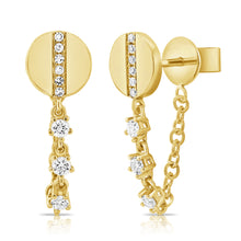Load image into Gallery viewer, 14K Gold Circle Diamond with Diamond Chain Earrings
