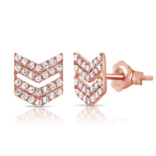 Load image into Gallery viewer, 14K Gold and Diamond Chevron Studs

