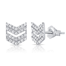 Load image into Gallery viewer, 14K Gold and Diamond Chevron Studs
