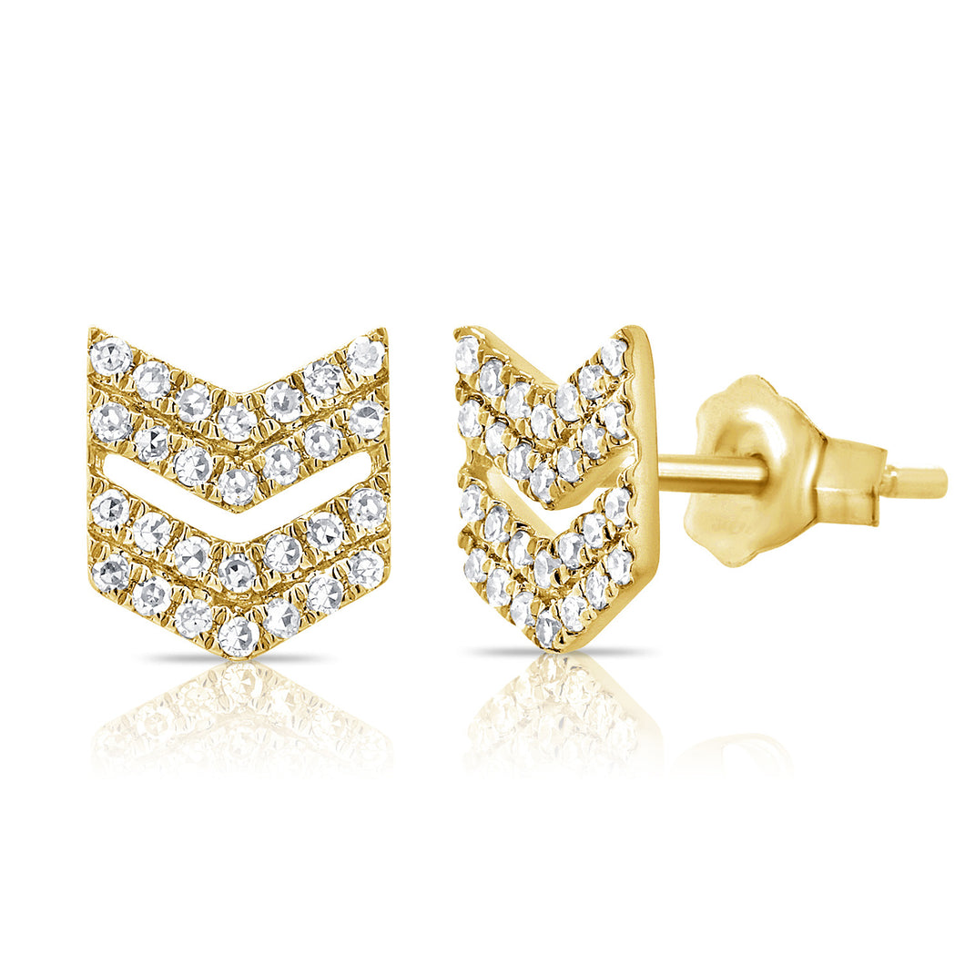 14K Gold and Diamond Chevron Studs