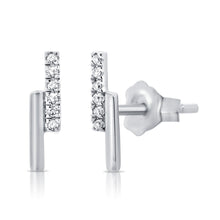 Load image into Gallery viewer, 14K Gold Diamond Bar Studs
