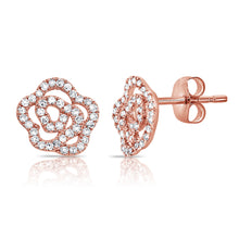 Load image into Gallery viewer, 14K Gold Diamond Small Flower Studs
