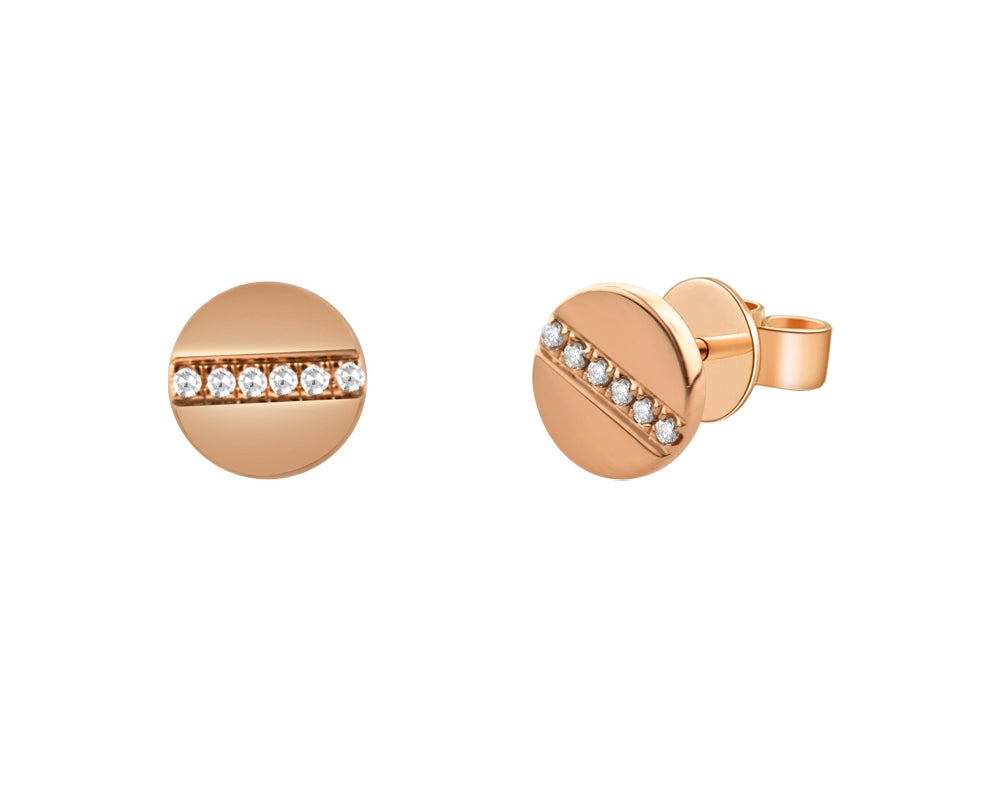 14K Gold Diamond Circle Studs