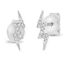 Load image into Gallery viewer, 14K Gold Diamond Lightning Bolt Studs
