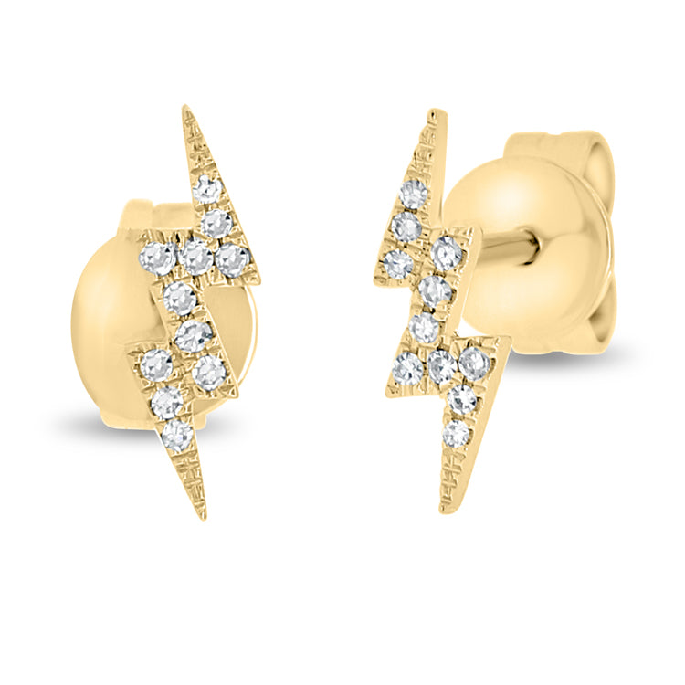 14K Gold Diamond Lightning Bolt Studs