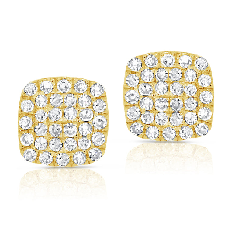 14K Gold Diamond Cushion Studs