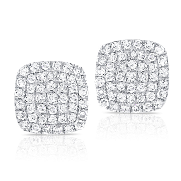 14K Gold Medium Diamond Square Studs