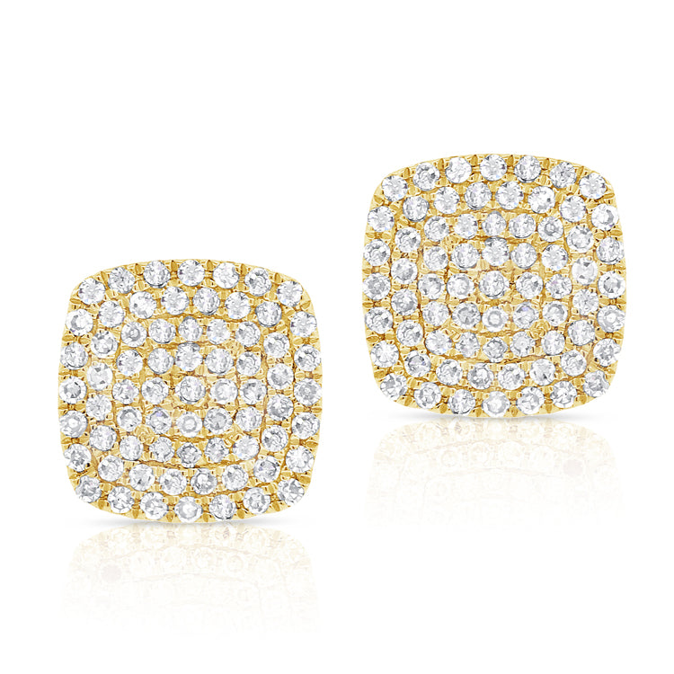 14K Gold Square Medium Diamond Studs