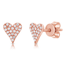 Load image into Gallery viewer, 14K Gold Diamond Small Elongated Heart Studs
