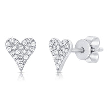 Load image into Gallery viewer, 14K Gold Diamond Small Elongated Heart Studs
