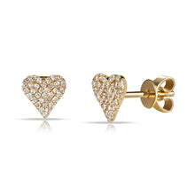 Load image into Gallery viewer, 14K Gold Diamond Medium Heart Studs
