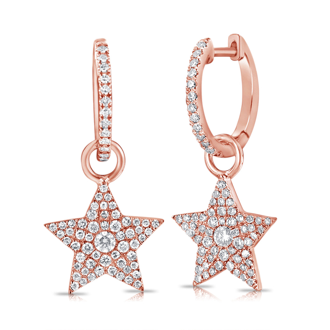 14K Gold Diamond Star Earrings