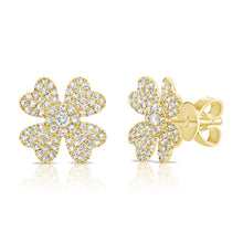Load image into Gallery viewer, 14K Gold and Diamond Small Clover Studs
